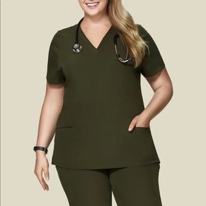Mandala 6 pocket scrub top olive green